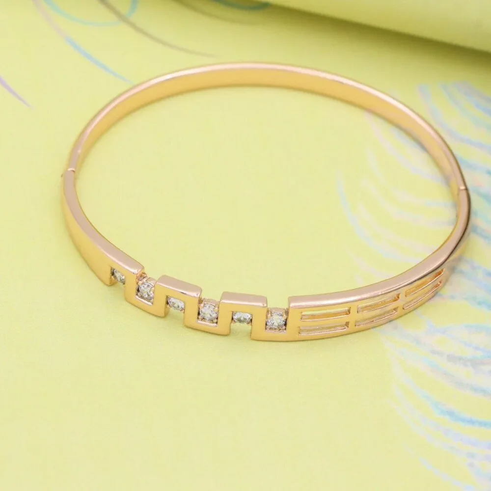 Rose Gold Geometric CZ Bangle Contemporary Style, XPBL0532